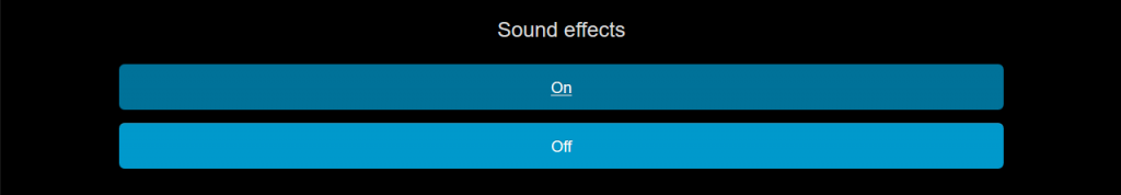 screenshot Menu Sound effects on or off