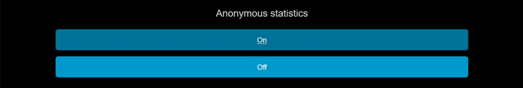 screenshot Menu Anonymous Statistics on or off